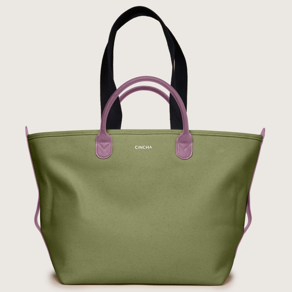 Never Used Cincha Travel Olive & Purple Canvas Bag